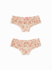 5 PCS Lace Mid Rise Lettuce Trim Bowknot Brief