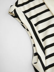Striped Collar Ruched A-line Midi Dress Curve & Plus