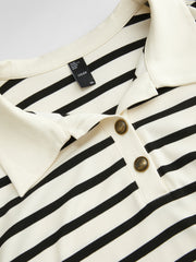 Striped Collar Ruched A-line Midi Dress Curve & Plus