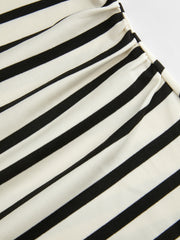 Striped Collar Ruched A-line Midi Dress Curve & Plus