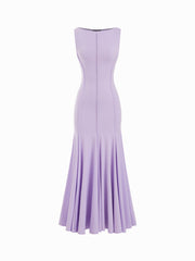 Boat Neck Ruffle Mermaid Maxi Dress