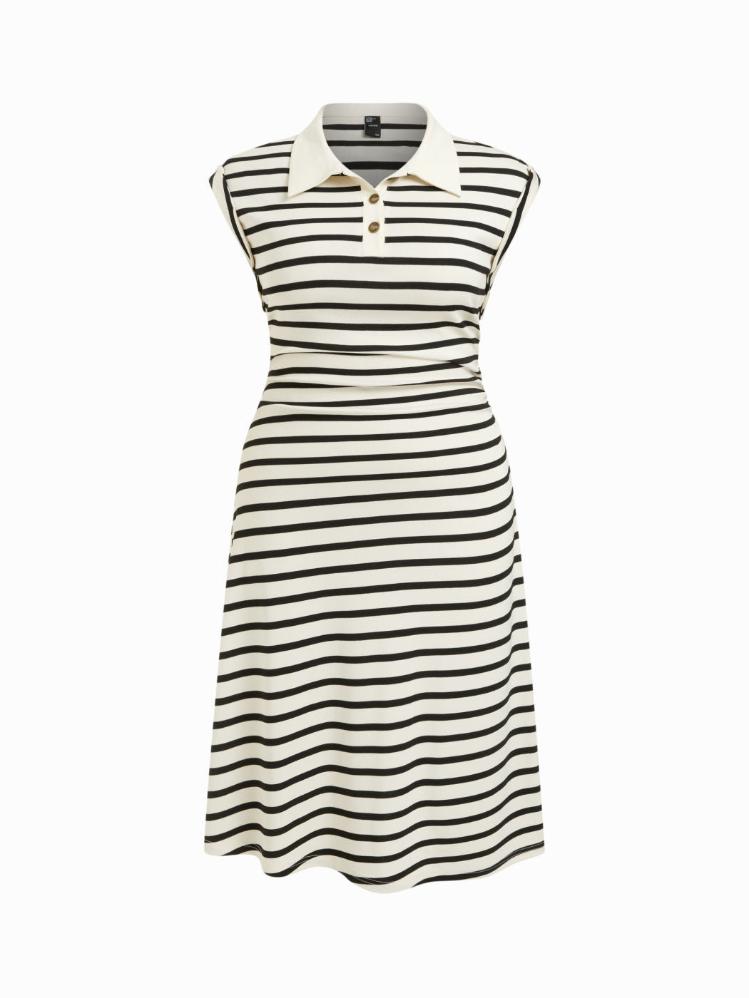 Striped Collar Ruched A-line Midi Dress Curve & Plus