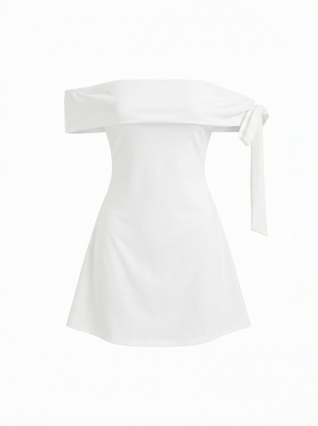 Jersey Off-shoulder Short Sleeve Bowknot Mini Dress