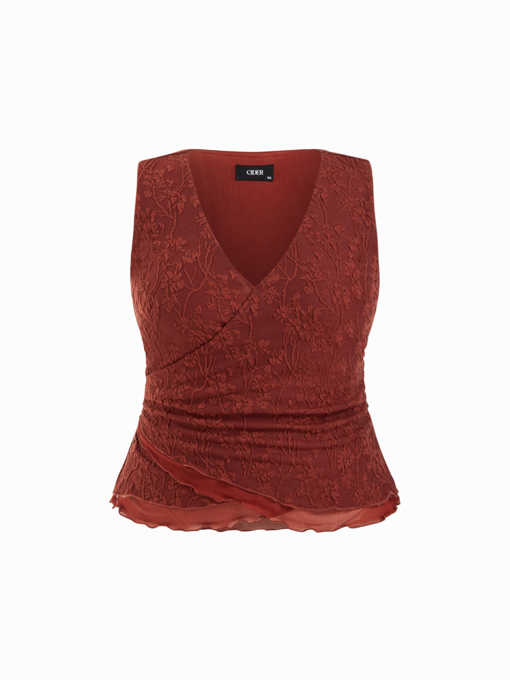 V-neck Floral Lettuce Trim Tank Top Curve & Plus