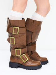MULTI-BUCKLE CHUNKY HEELED BOOTS