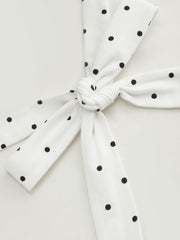 Cotton Polka Dot Halter Neck Ruched Tie Back Top