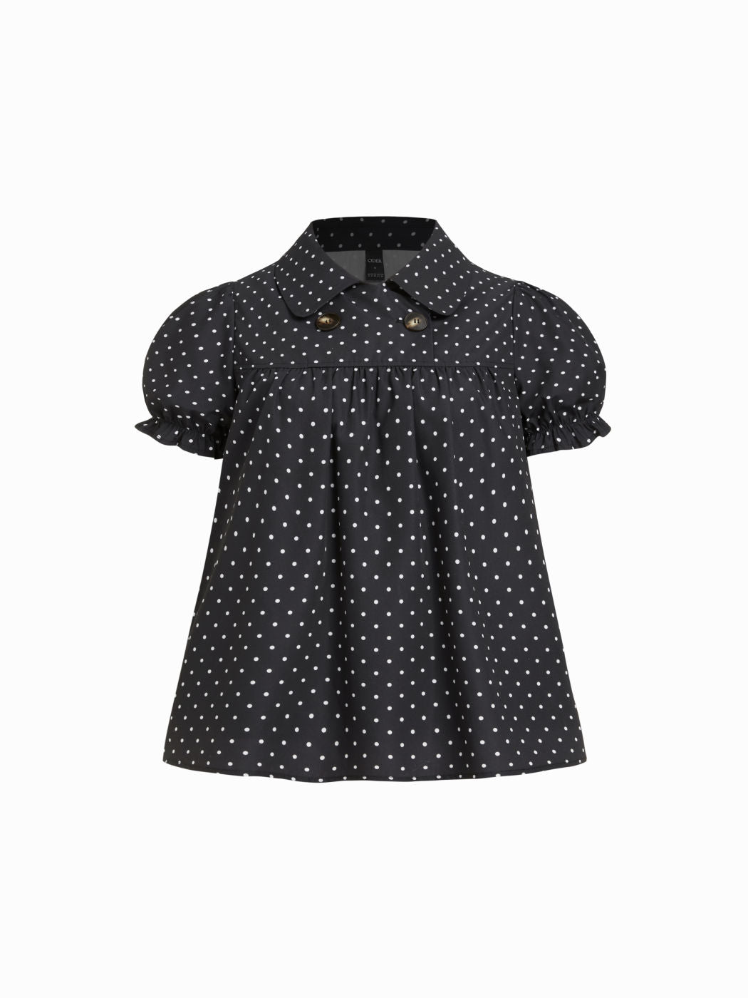 Cotton-blend Plaid Puff Sleeve Oversized Blouse