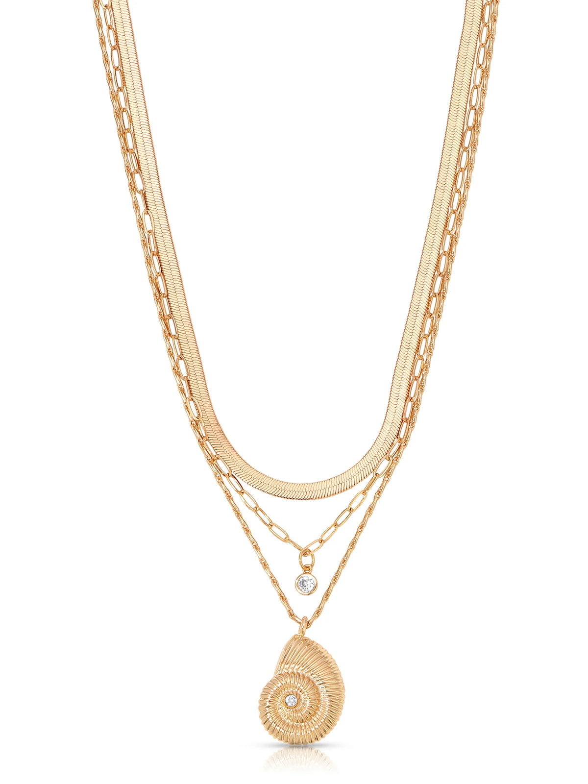 Nautilus Shell Pendant Layered Necklace