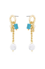 Pearl and Charm Dangle Earrings