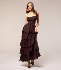 Soft Drama Strapless Tiered Ruffle Maxi Dress