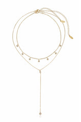 Simplistic Crystal Lariat Necklace Set