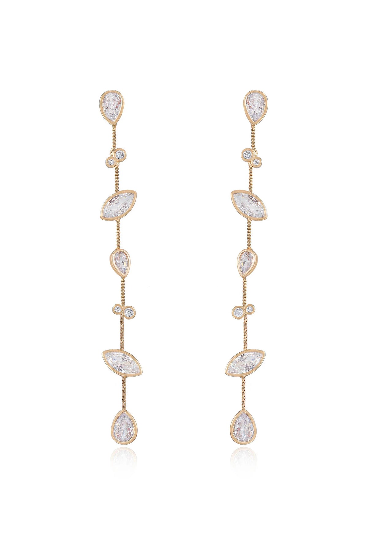 Falling Bezel Crystal Dangle Earrings