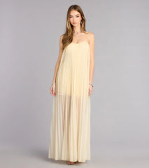 Briley Tulle Pleated A-Line Formal Dress
