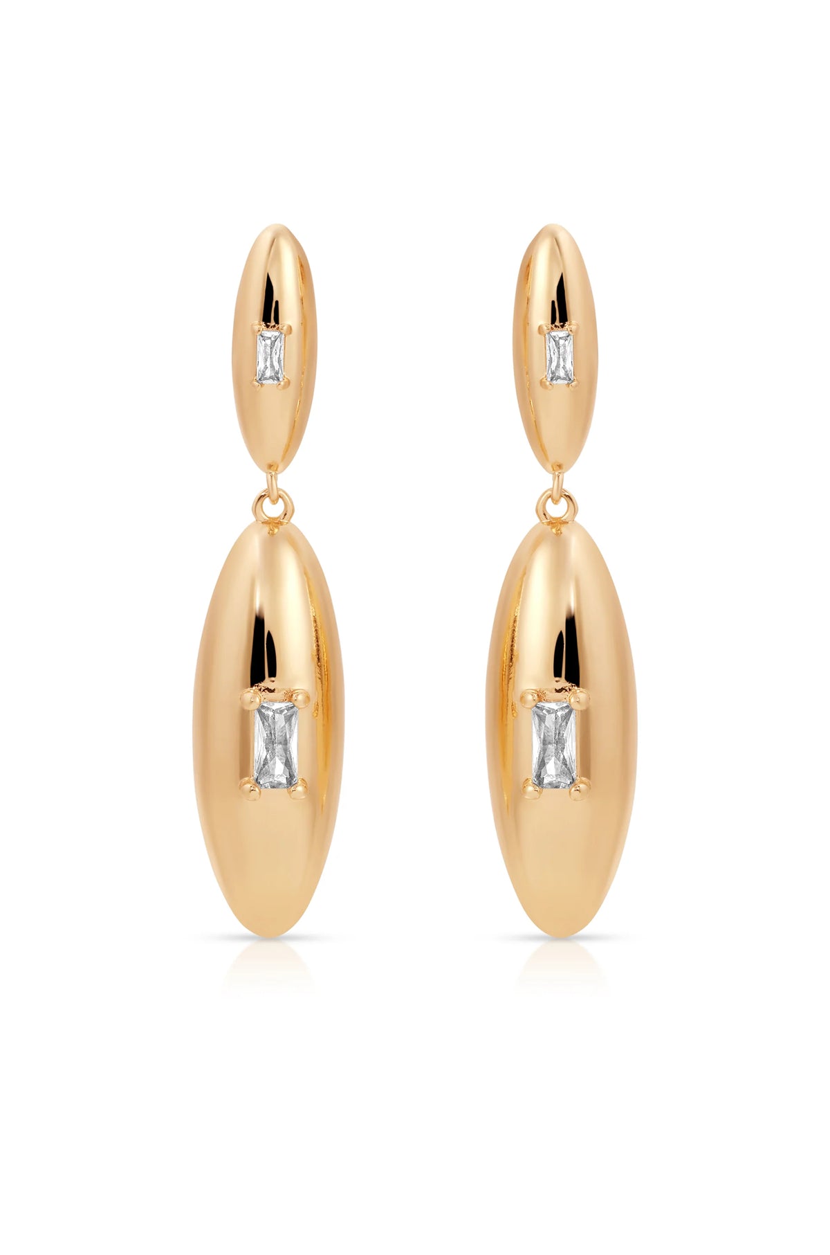 Oval Dome Double Drop Earrings