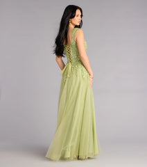 Ashley Applique Lace-Up Tulle Ball Gown