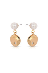 Small Pebble and Pearl Dangle Earrings