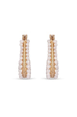 Soft Curve Pearl Lined Hoop Earrings