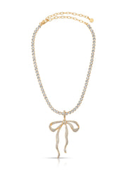 Pave Bow Tennis Necklace