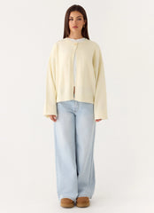 Annie One Button Cardigan - Ivory Cream