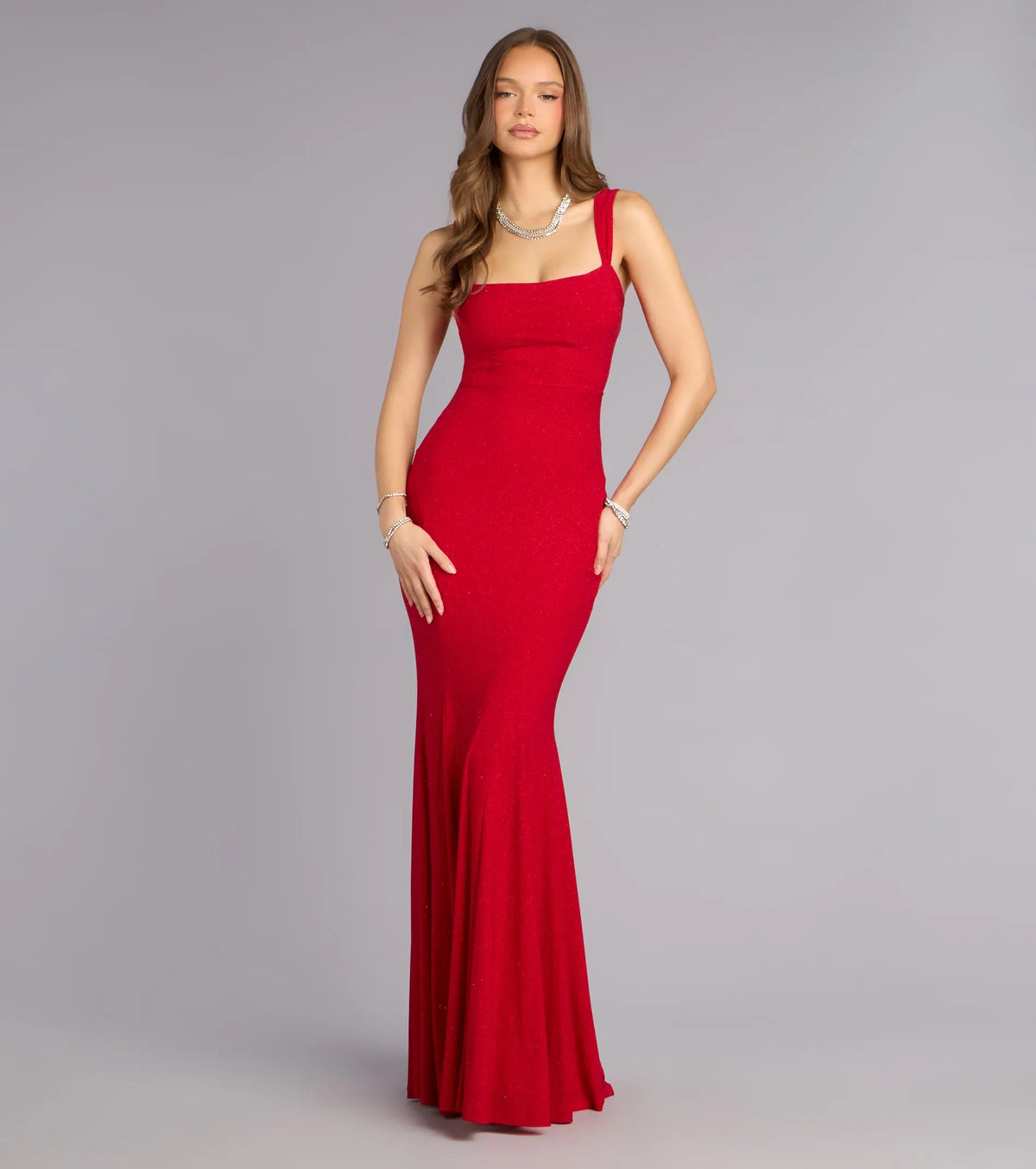 Sheila Glitter Lace-Up Formal Dress