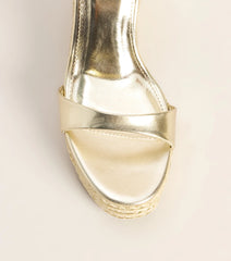 Chic On Arrival Metallic Espadrille Wedges