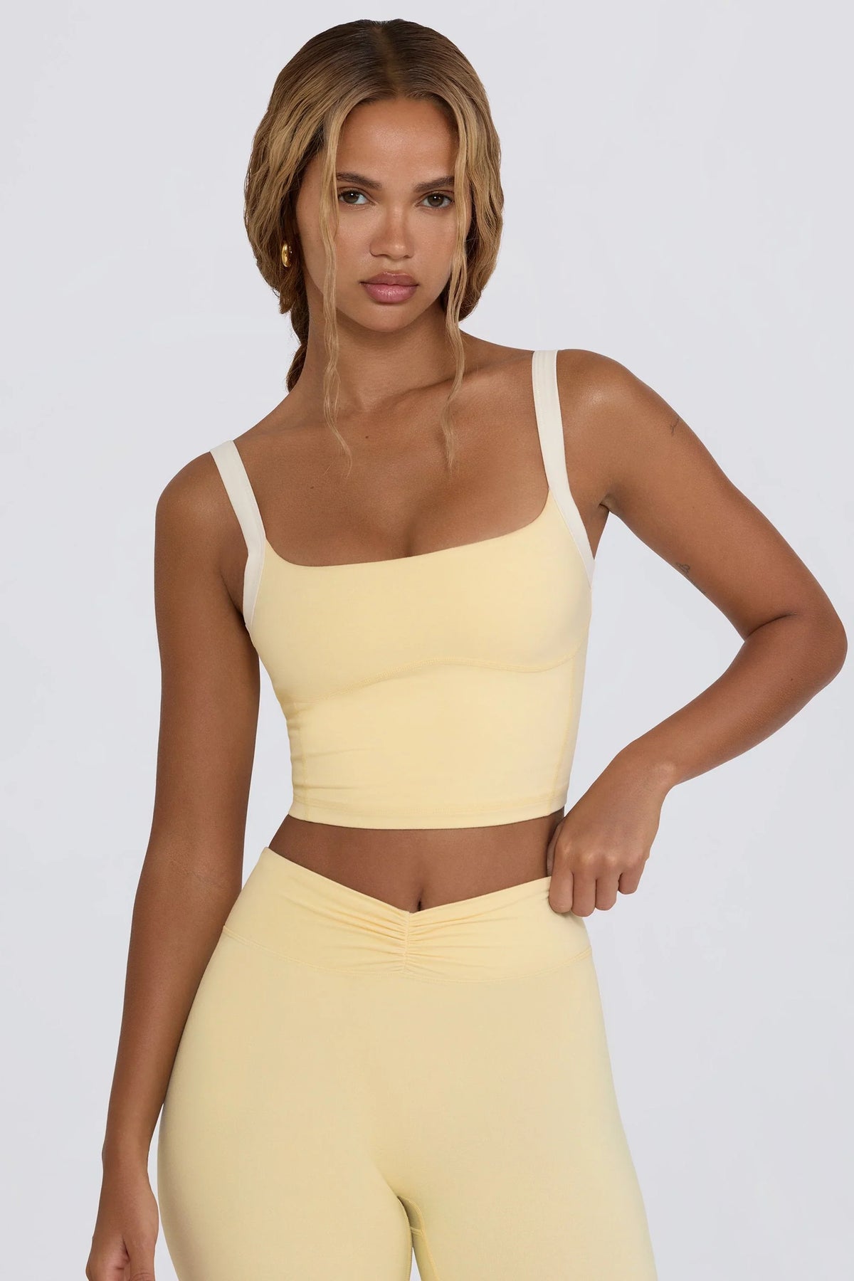 Cropped Tank Top In Lemon Marl