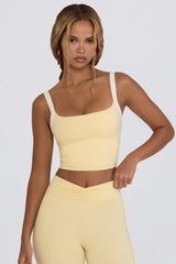 Cropped Tank Top In Lemon Marl