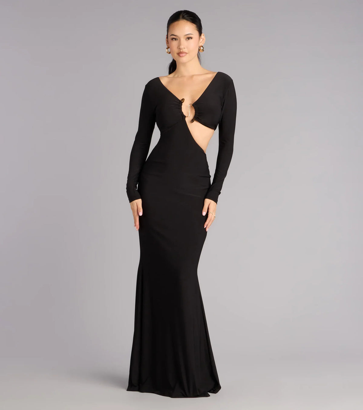 Barbara Long Sleeve Cutout Formal Dress