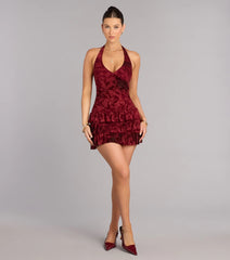 Soft Spotlight Halter Skater Dress