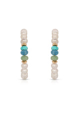 Beach Day Pearl and Gemstone Hoop Earrings