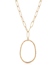 Large Oval Pendant Chain Link Necklace