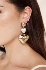 Spread the Love Pearl Heart Dangle Earrings
