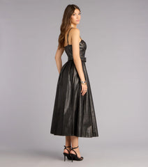 Meghan Faux Leather Corset A-Line Formal Dress