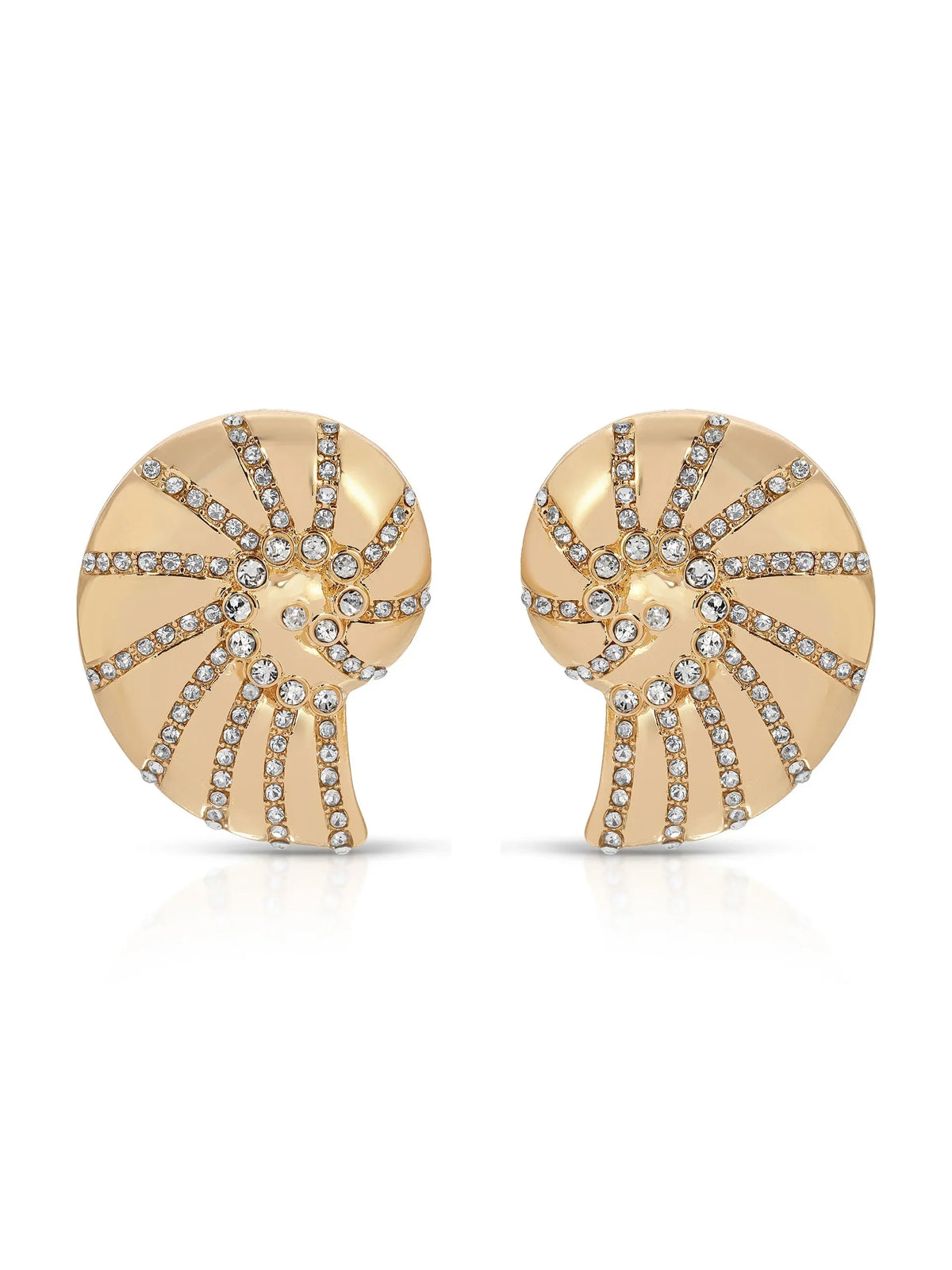 Crystal Studded Nautilus Shell Earrings