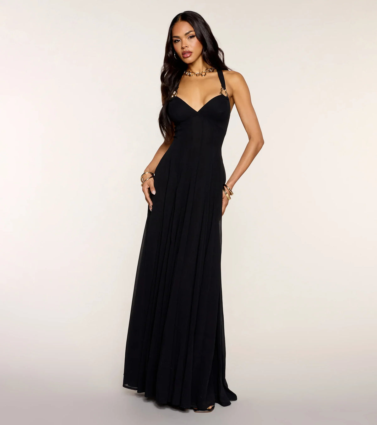 Bella Chiffon Lace-Up Formal Dress