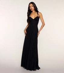 Bella Chiffon Lace-Up Formal Dress