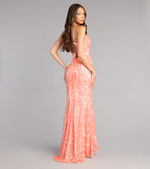 Janie Sequin Lace-Up Formal Dress
