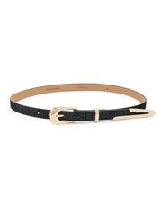 Modern Saddle Belt in Black Croc