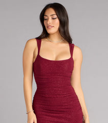 Aileen Glitter Knit Lace-Up Mermaid Dress