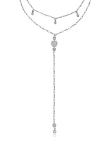 Carmine Layered Crystal Lariat Necklace