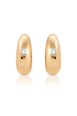 Oval Dome Baguette Hoops