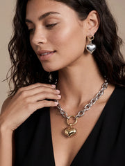 Chunky Heart Mixed Metal Earrings