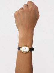 Timeless Texture Black Leather Watch