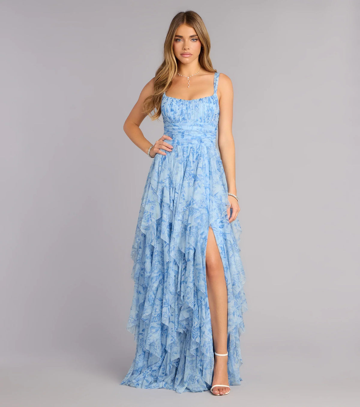 Luna Floral Ruffled Formal Dress