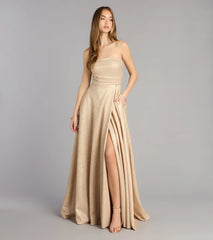 Klaudia Glitter A-Line Slit Formal Dress