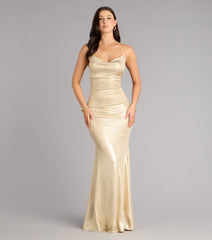 Teresa Metallic Rhinestone Open Back Formal Dress