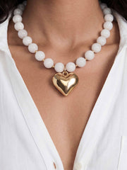 Luck and Love Bone Stone Heart Necklace