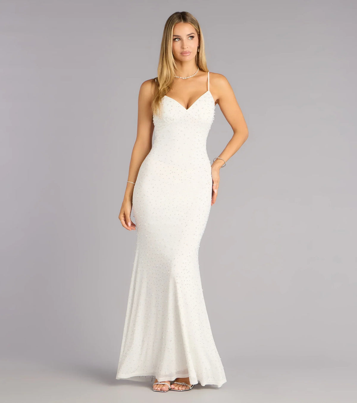 Anisa Pearl Rhinestone Mermaid Formal Dress