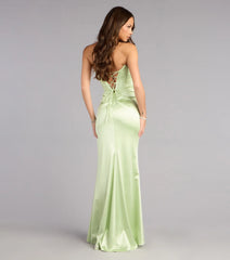 Delilah Satin Corset Slit Formal Dress