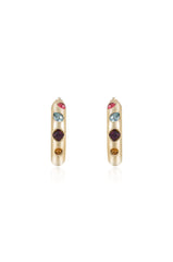 Lively Rainbow Crystal Hoop Earrings